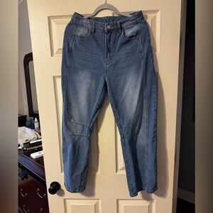 Women’s barrel Blue Denim Jeans - Classic Mid Wash